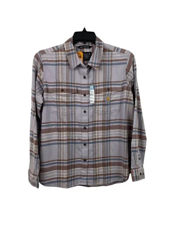 Carhartt Womens Relaxed Fit Plaid Long Sleeve Shirt L Tencel Fiber Series - Picture 1 of 10